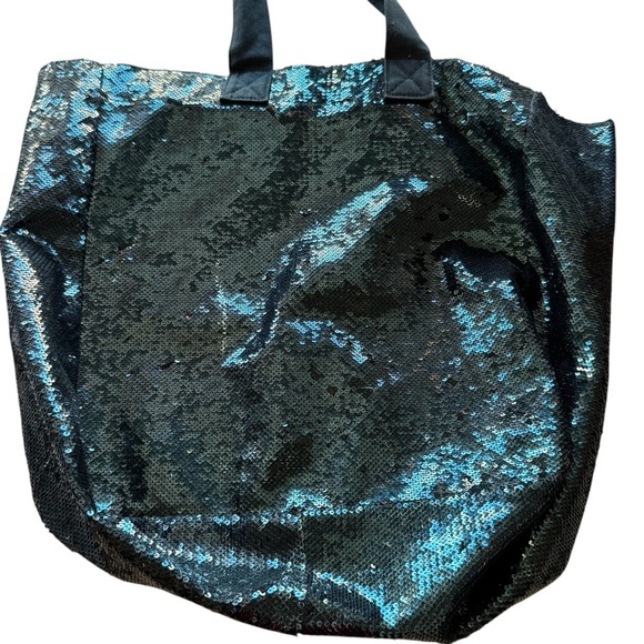 Victoria’s Secret Pink allover sequins tote bag black gold summer - Picture 2 of 5
